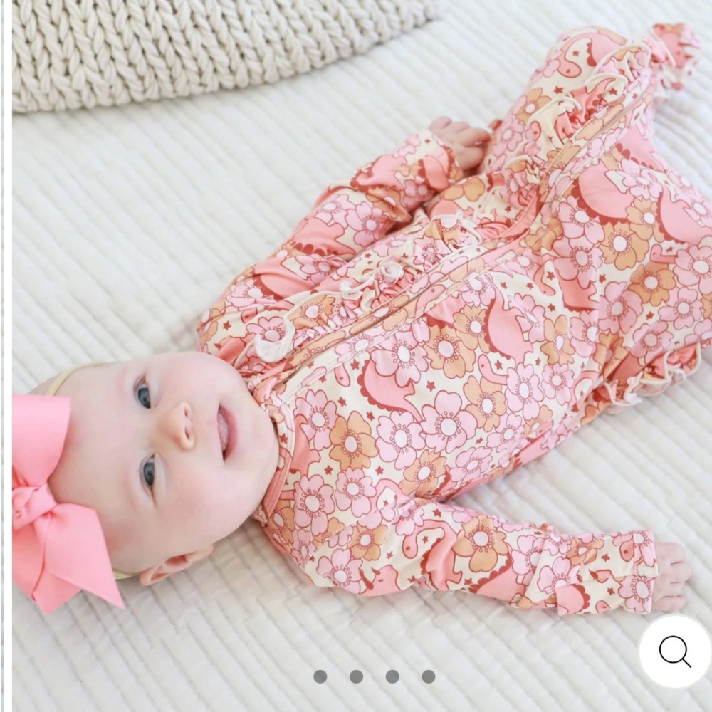 Caden Lane Dino Diva ruffled sleeper 3-6 months